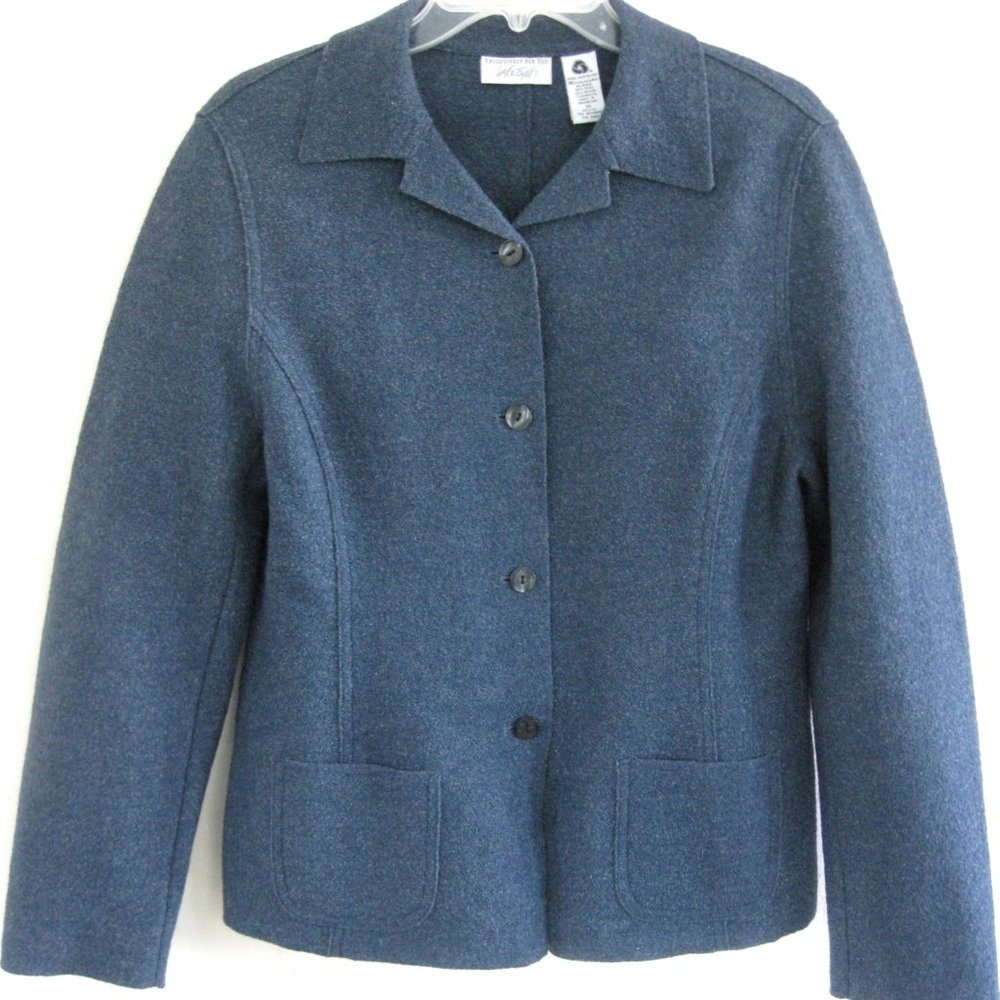 NWT Lord & Taylor knit jacket 10 Wool blend 10 Heather blue Casual Unlined
